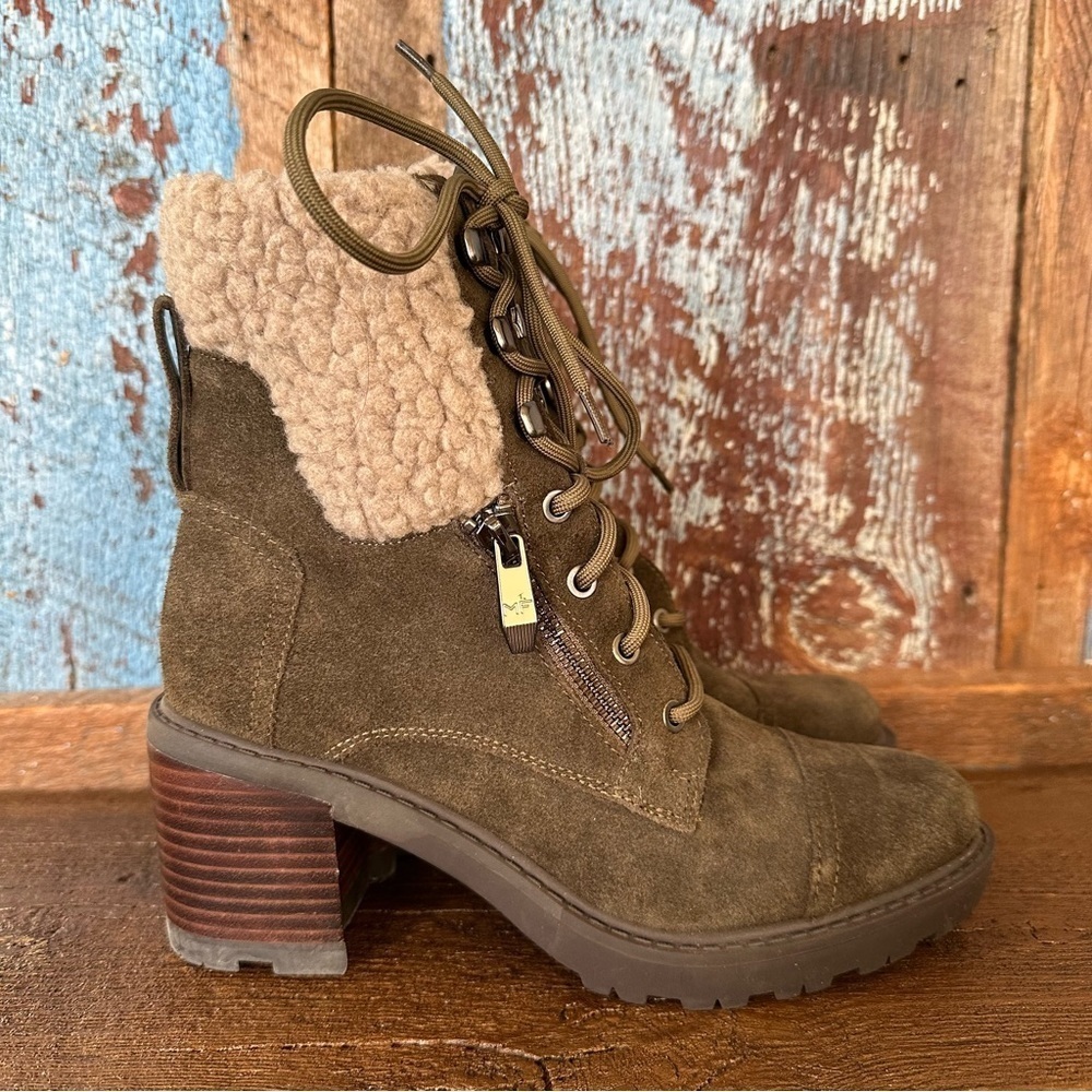 Marc Fisher Lansly Olive Sherpa Lug Boot 7.5